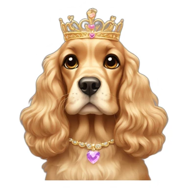 A golden cocker spaniel with a tiara sticker