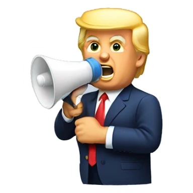 trump holds loudspeaker sticker