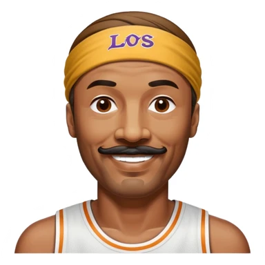 Wilt Chamberlain basketball legend, tall, mustache, headband, smiling sticker