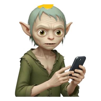 gollum typing a cellphone in a WhatsApp sticker