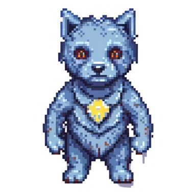 Dogman character, pixel art style sticker