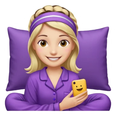 women in purple pyjamas with headband sticker