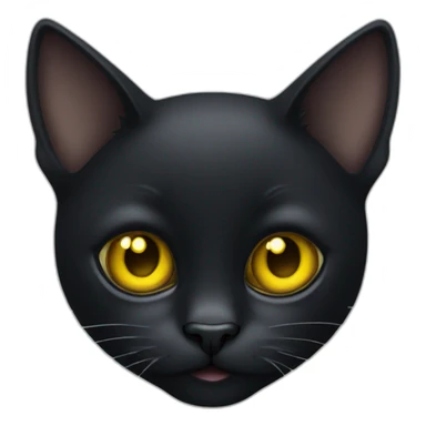 Black cat face with yellow eyes and left clipped ear sticker