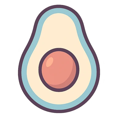 авокадо, icon-color-outlined style, thin clean outlines, soft rounded shapes, pastel palette #98B5BC, #B5B3C1, #C9A3C9, #E4C0CA, #F7DCD1, #F7C0AA, detailed shadows and highlights, soft lighting, transparent background, no decoration sticker