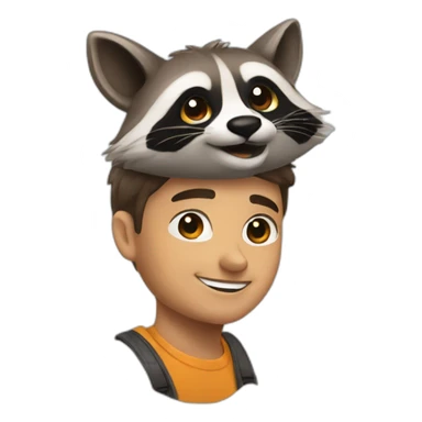 Guy on the back of a raccoon sticker