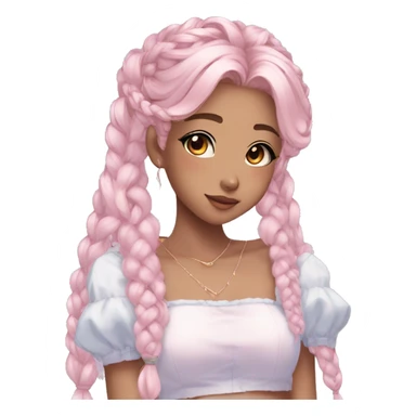 Gorgeous pastel anime girl with blushing face and hair garnitures and braided hair aesthetic trending style sticker