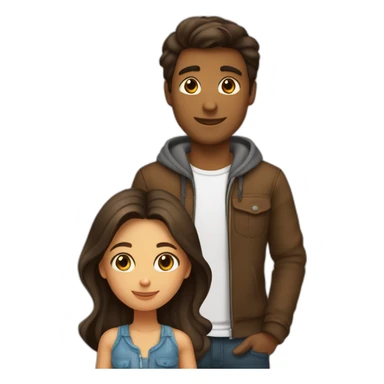 Une fille brune et un garçon brun qui sont amoureux sticker