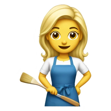 blond artist with apron and paintbrush sticker