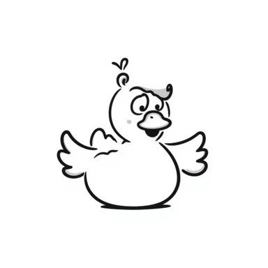 A hand-drawn rubber duck with a silly cute expression and tiny wings sticker