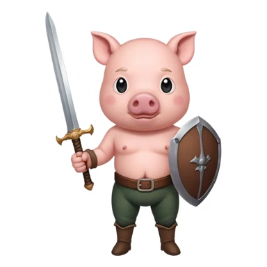 seorang laki laki berwujud babi yang memegang pedang  sticker