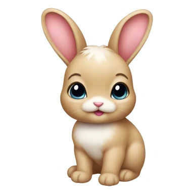 Baby bunny with coquette bow on ear sticker