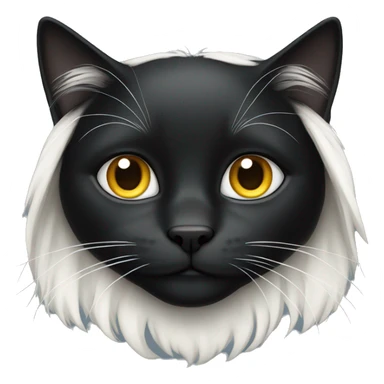 black cat long-haired with half white head sticker