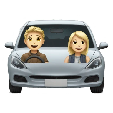boy and girl in the car sticker
