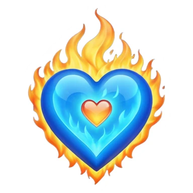 Blue heart with big BLUE flame sticker