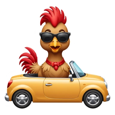 rooster in a convertible car sticker