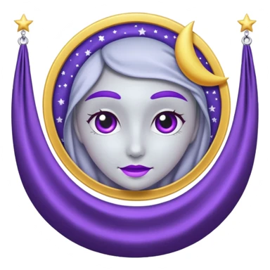 Moon Banner — silver cloth + violet trim sticker