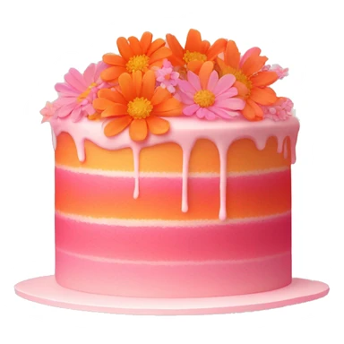 pink and orange cake gradient with light pink wildflowers with orange centete sticker