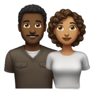 Pareja, una chica de ojos marrones pelo negro liso largo y un chico con pelo castaño rizado de ojos marrones  sticker