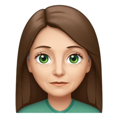 Pretty older woman with green eyes and long straight Ash-brown hair and square face  sticker