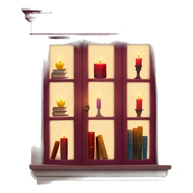 Books and candles entering for a window burgundy sticker