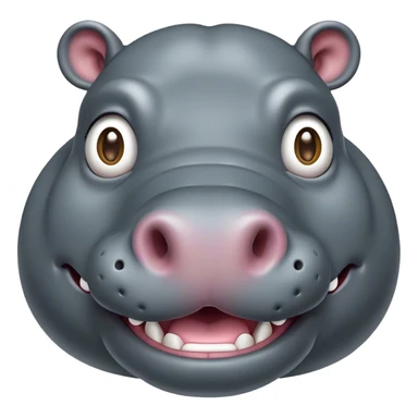 Cinematic Comical Hippo Portrait Emoji, Head tilted dramatically with an exaggeratedly amused expression, featuring a striking, glossy slate-gray hide with bold textured wrinkles, wide, expressive eyes filled with playful disbelief, Simplified yet hilariously expressive features, highly detailed, glowing with a slightly sassy glow, high shine, dramatic yet playful, stylized with an air of cheeky river mischief, bright and endearing, soft glowing outline, capturing the essence of a spirited and over-the-top hippo, so meme-worthy it feels like it could splash its way into internet fame instantly! sticker