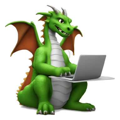 real life dragon with wings, working on a laptop, wearing a shirt with the words hump day on it, with a cup of coffee in his right hand sticker