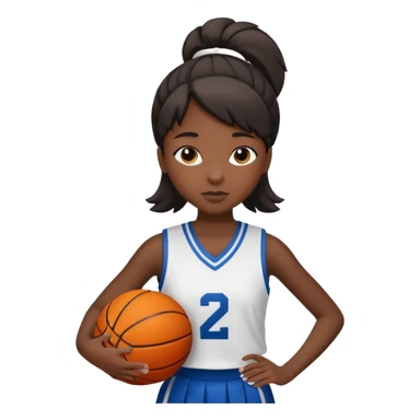 apple style emoji of a basketball girl player with a back-to-school theme, representing 'Back 2 Ball' for September sticker