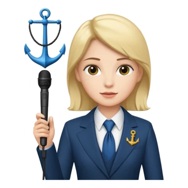 newsroom, anchor with mic sticker