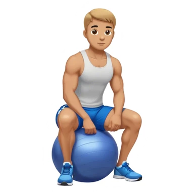 fit man with blue shorts stability ball squat sticker
