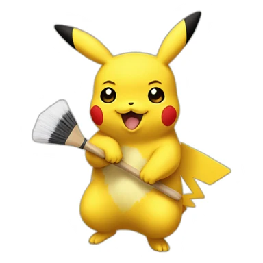 Pikachu avec un pinceau sticker