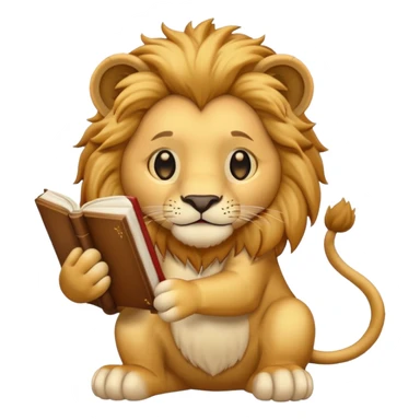 lion reading a book sticker