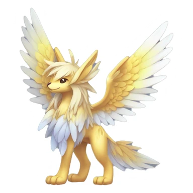 Anthro Sona Cool Edgy Cute Legendary Colorful Shy Winged Shiny Fakemon-Fantasy-Creature With Long Hair-Mane Full Body Detailed High Quality sticker