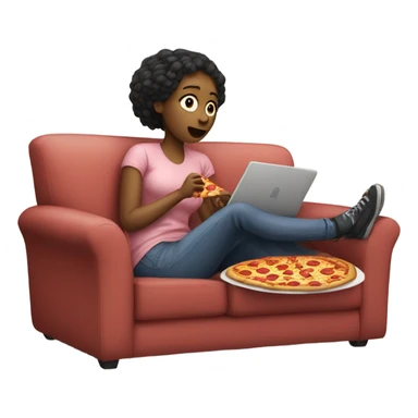 Girlfriend eating pizza on the couch sticker