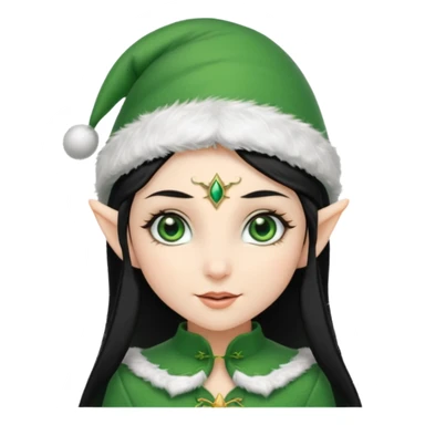 elf girl with elf hat, black hair sticker