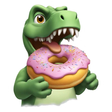 Dinosaur eating a donut on a cloud  sticker