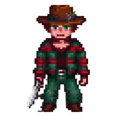 Freddy Krueger in pixel art style sticker