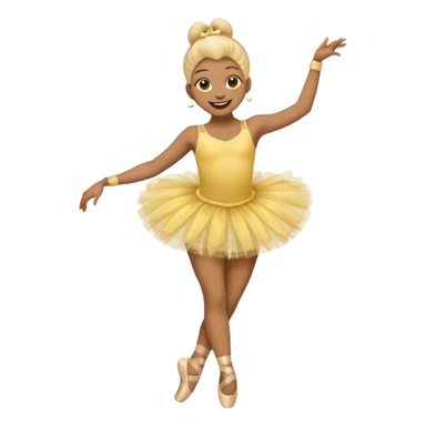 Yellow smile face emoji laughing with a tutu attached and legs and point shoes sticker