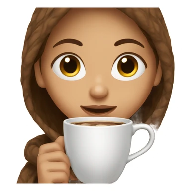 Brown hair Girl drinking coffee, with a cozy blanket sticker