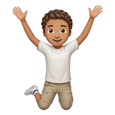 brown boy with braids jumping sticker