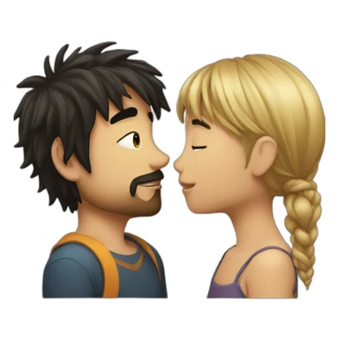 scruffy-boy-and-asian-gilr-kissing sticker