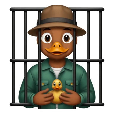 A duck thief behind bars sticker