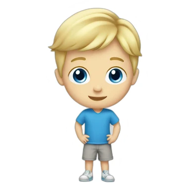 Boy-blond-short-hair-blue-eyes playing mobile sticker