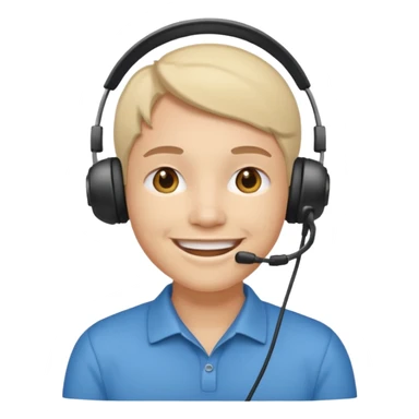 سمايل يضع سماعات التواصل مع الزبائن على رائسه sticker