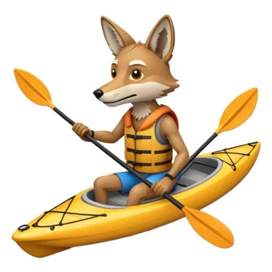 Humanoid coyote on a kayak sticker