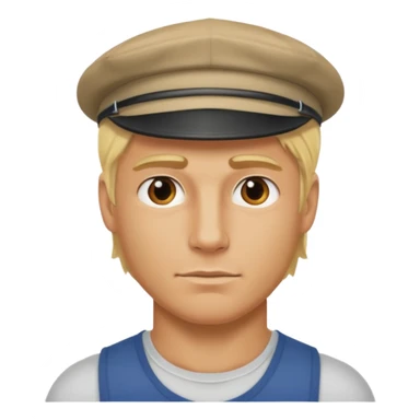 Homme fort blond  casquette sticker