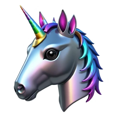 black robotic unicorn head sticker