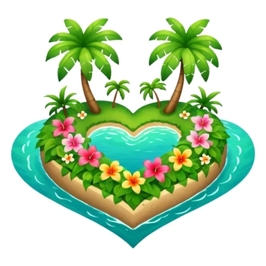 A island heart with green and flowers on it sticker