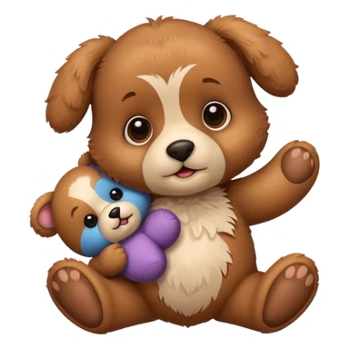 cute brown Puppy + teddy bear sticker