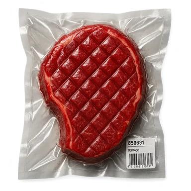 diamond-textured meat steak, shiny and inflated sticker