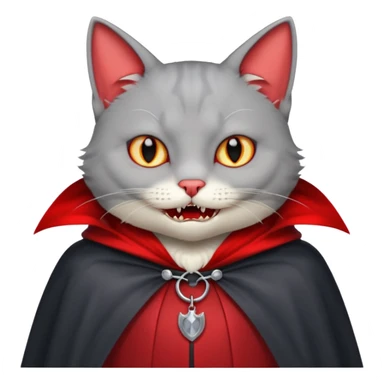 grey cat-vampire-in-red-collar-cloak sticker